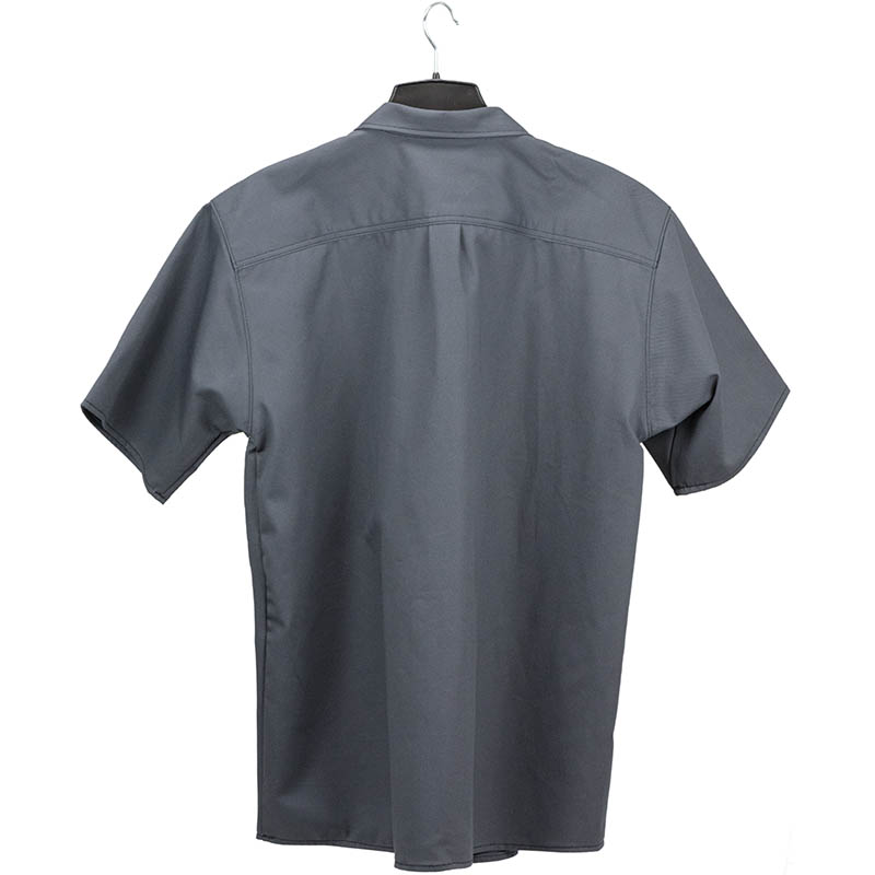 Short Sleeve Zip Hickory Shirt, Charcoal