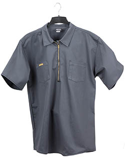 Short Sleeve Zip Hickory Work Shirt, Charcoal