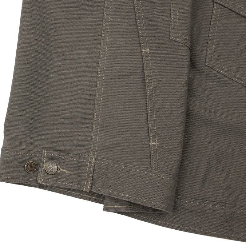 Western Vest, Rinsed Olive, detail showing adjustable cuffs