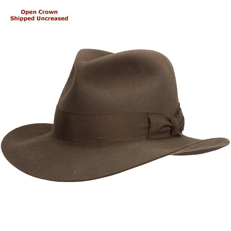 Akubra Adventurer with open crown, shown before crown shaping