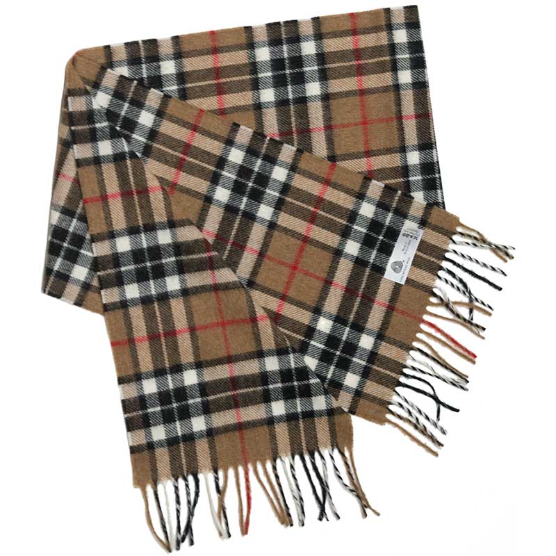 Lambswool Scarf, Camel Thompson Tartan