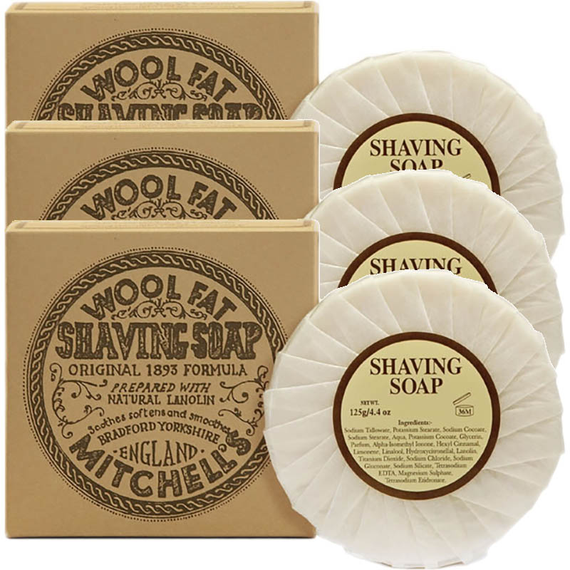 Wool Fat Shaving Soap, 3 Cakes