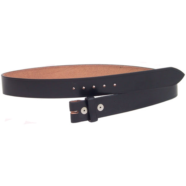 Black Leather Belt, 1.5 inch, No Buckle
