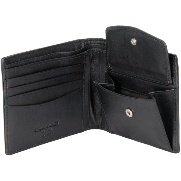 Mens Coin Purse - Leather - Snap Closure - Black