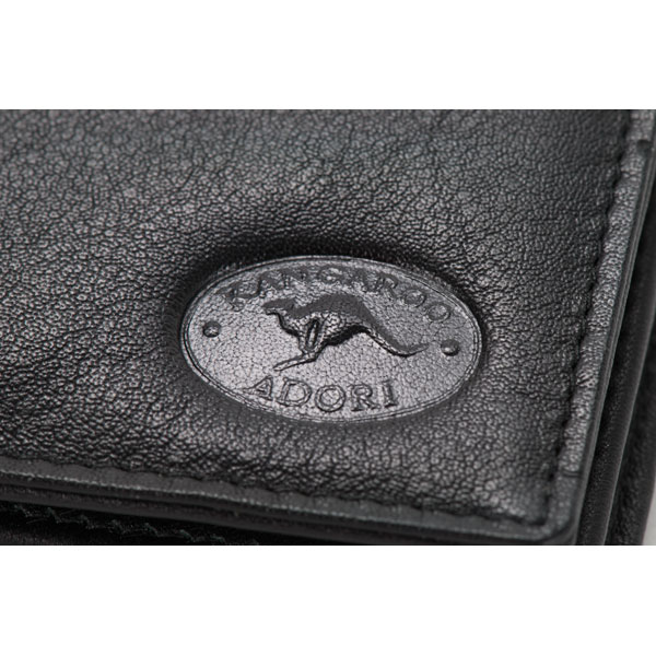 Leather coin-pocket wallet with all-over embossed eagle