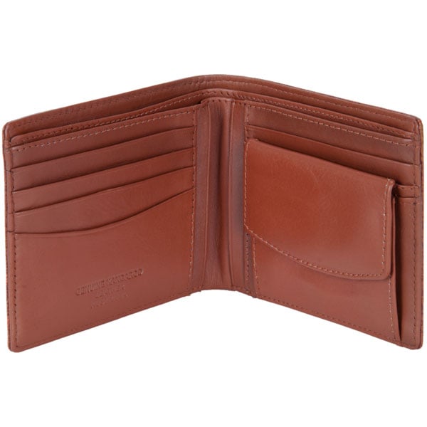 Six Pocket Wallet by Adori, Tan :  The wallet has four card slots on one side, two card slots behind the coin purse, two center opening pockets and a full length divided bill compartment.