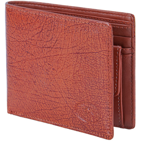 Leather coin-pocket wallet with all-over embossed eagle