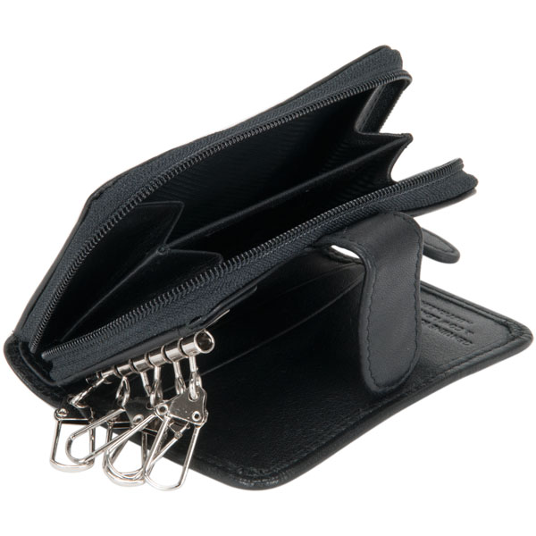 Keycase, Kangaroo Leather : The coin pouch zips shut.