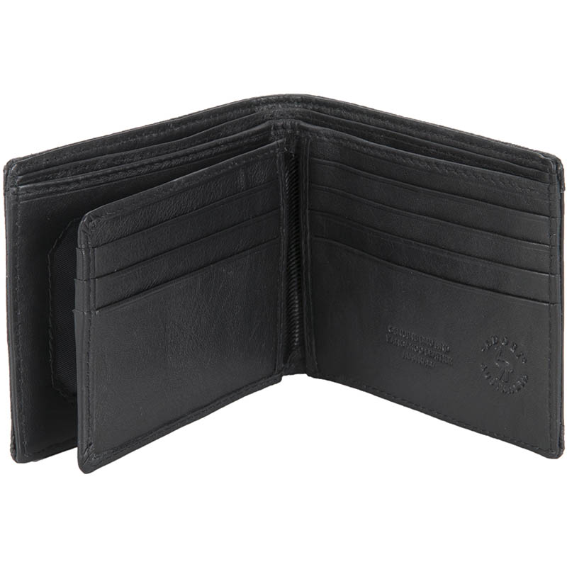 Ostrich Black Wallet W/ Center Flap