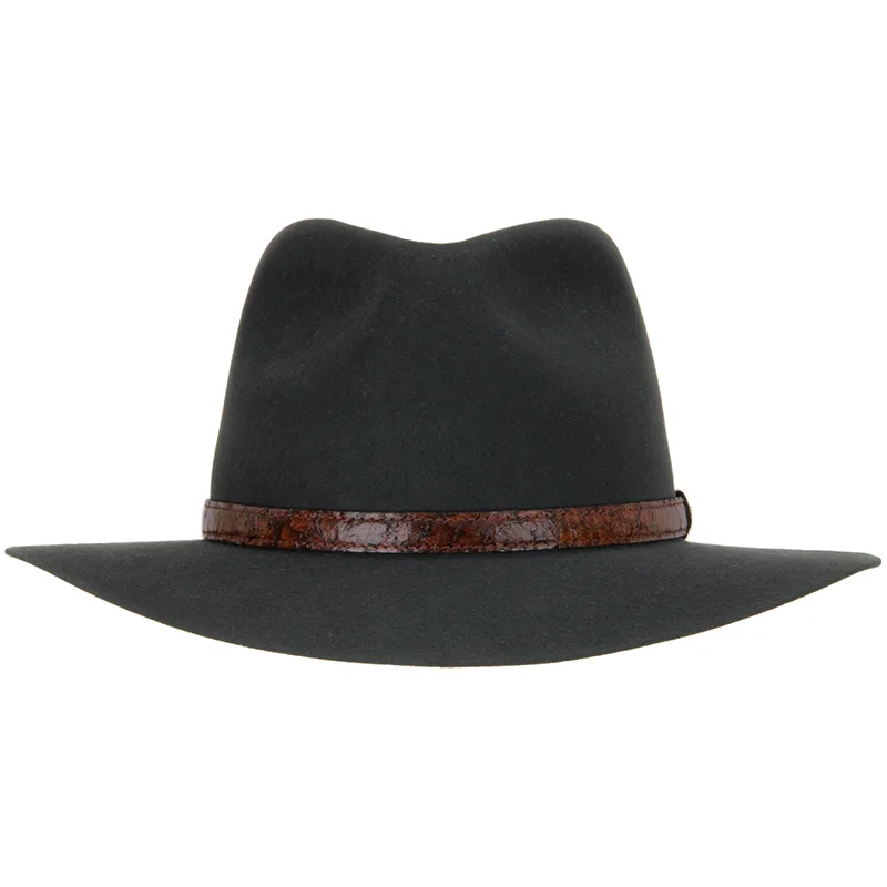 Banjo Paterson Hat by Akubra,Charcoal, Front View