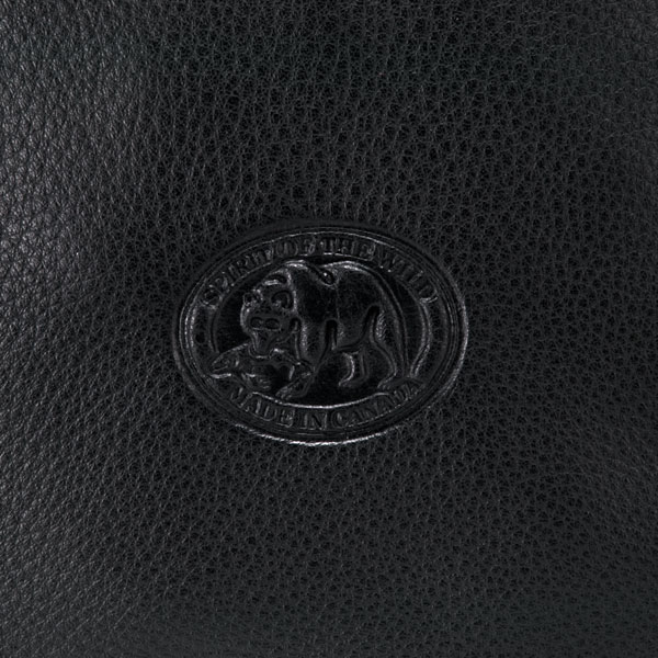 Leather Wristlet : The back of the wristlet is embossed with Panabo's "Spirit of the Wild - Made in Canada" symbol.