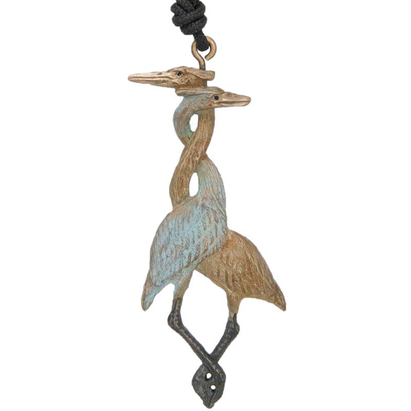 Herons Entwined Pendant, Bronze