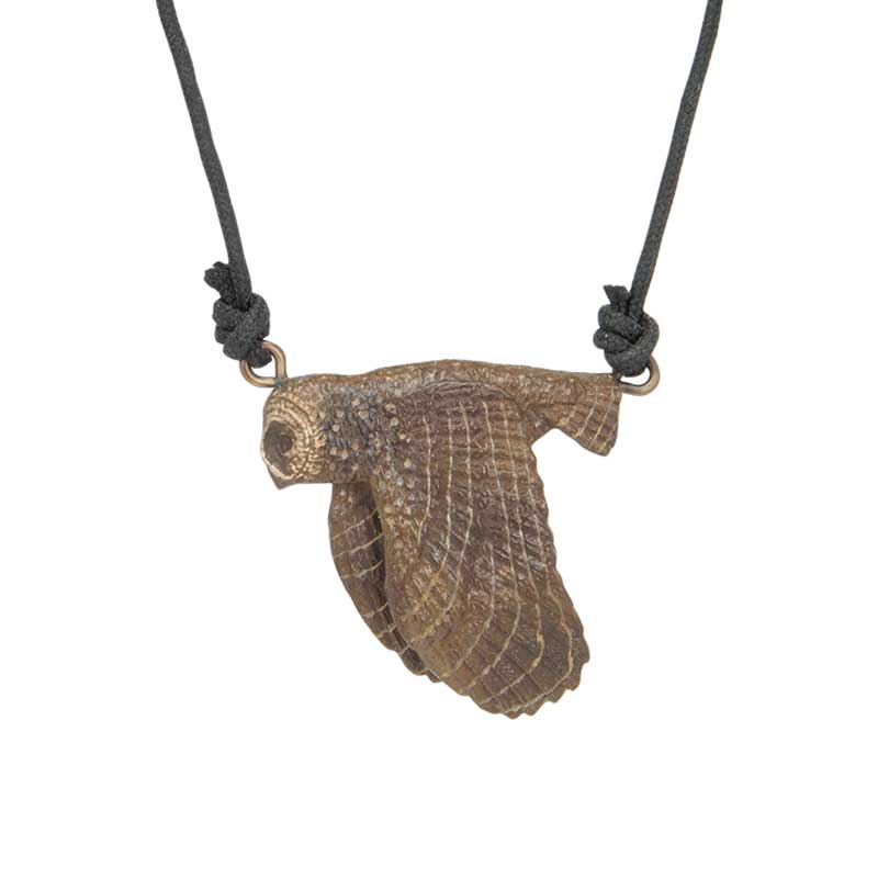 Spotted Owl Pendant, Bronze