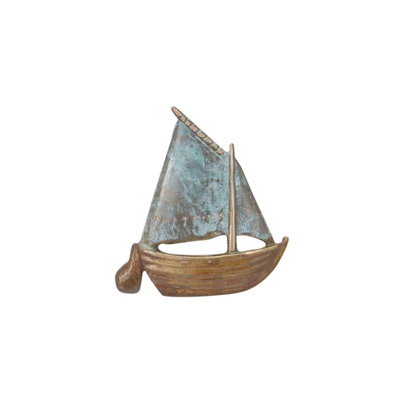 Gaff Rigged Sail Boat Pin, Bronze