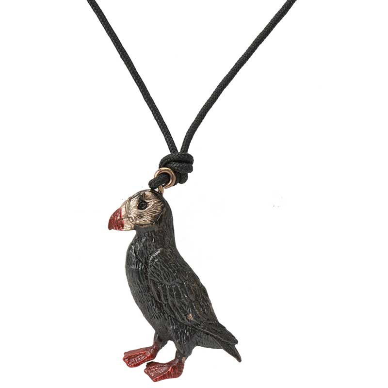 Puffin Profile Pendant, Bronze