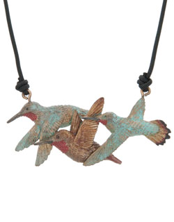 3 Rufous Hummingbirds Pendant