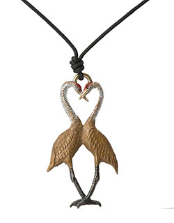 Sandhill Crane Heart Pendant