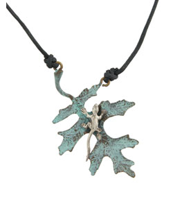 Oak Leaf with Silver Lizard Pendant