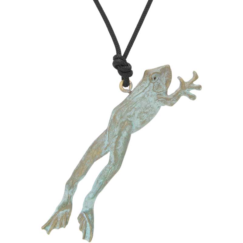 Leaping Frog Pendant, Bronze