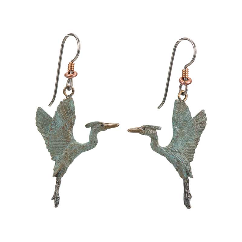 Heron Rising Earrings, Fishhook, by Cavin Richie : David Morgan