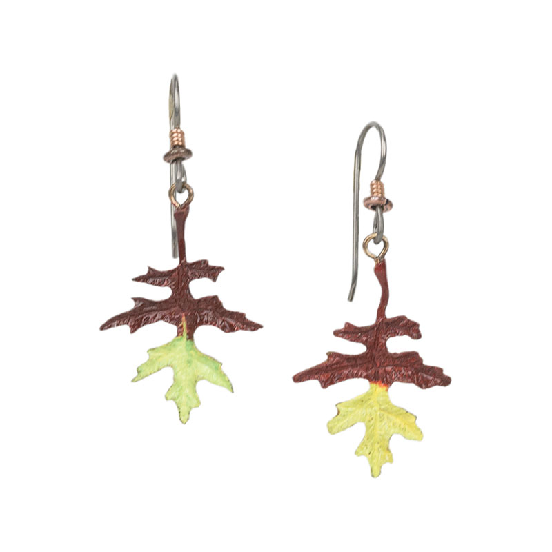 Oak Leaf Earrings, Bronze