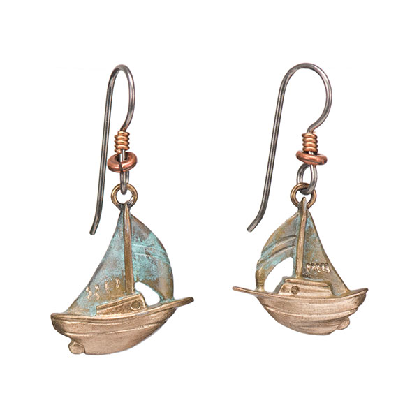 Marconi Sloop Earrings, Bronze