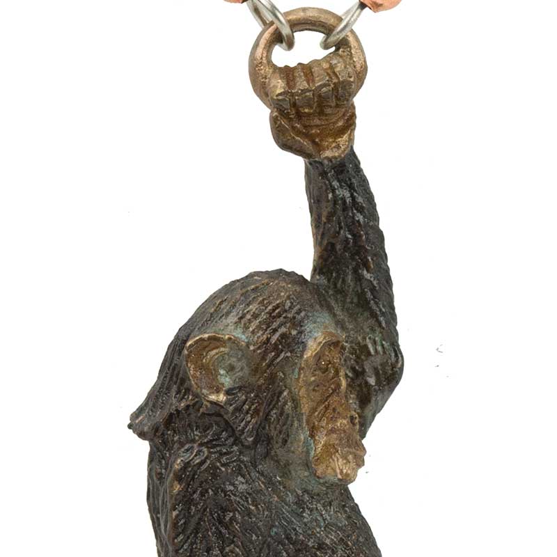 Swinging Chimp Necklace, Bronze