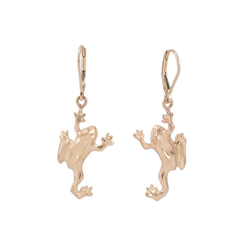 Tree Frog Earrings, 14 kt. Gold