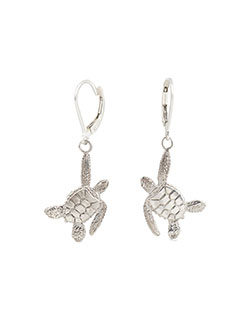 Sea Turtle Earrings, Sterling Silver