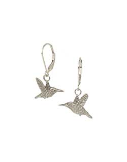 Mirrored Rufous Hummingbird Earrings, Sterling Silver