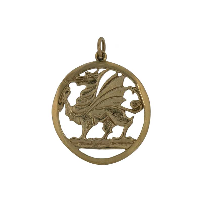 Gold welsh dragon pendant deals