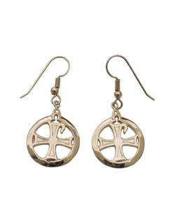 Chi-Rho Earrings, 14 kt. Gold