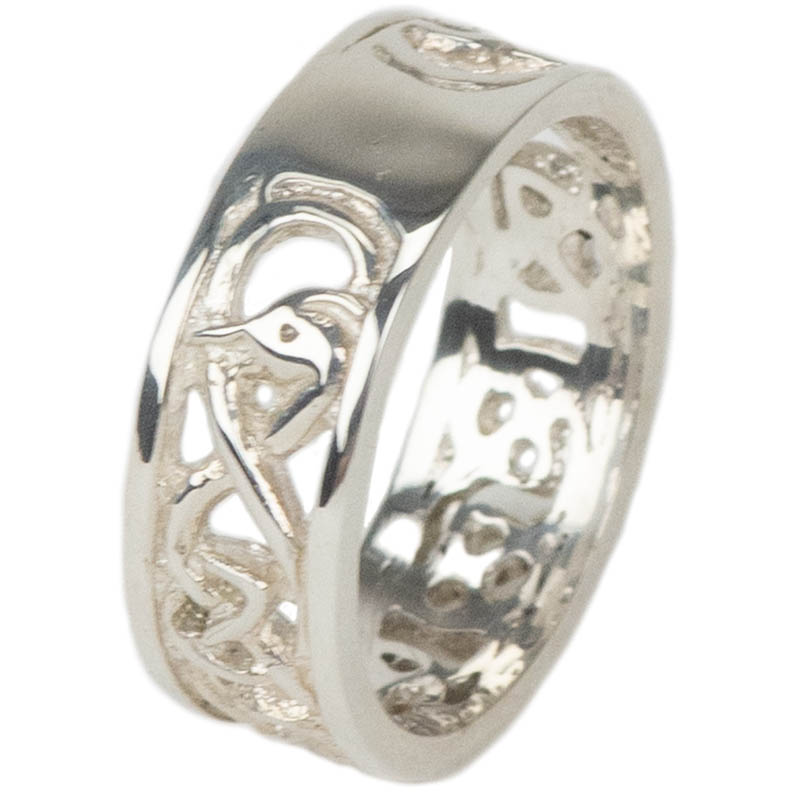Celtic Wedding Band, Sterling Silver, close-up view