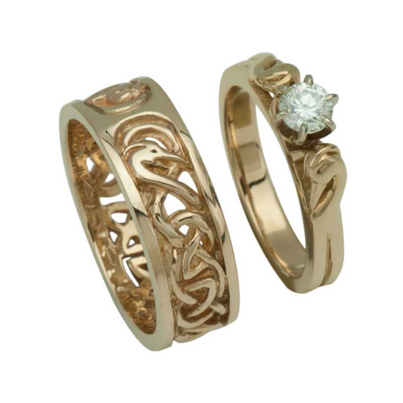 Celtic Wedding Ring, shown with our matching #3334g Celtic Engagement Ring