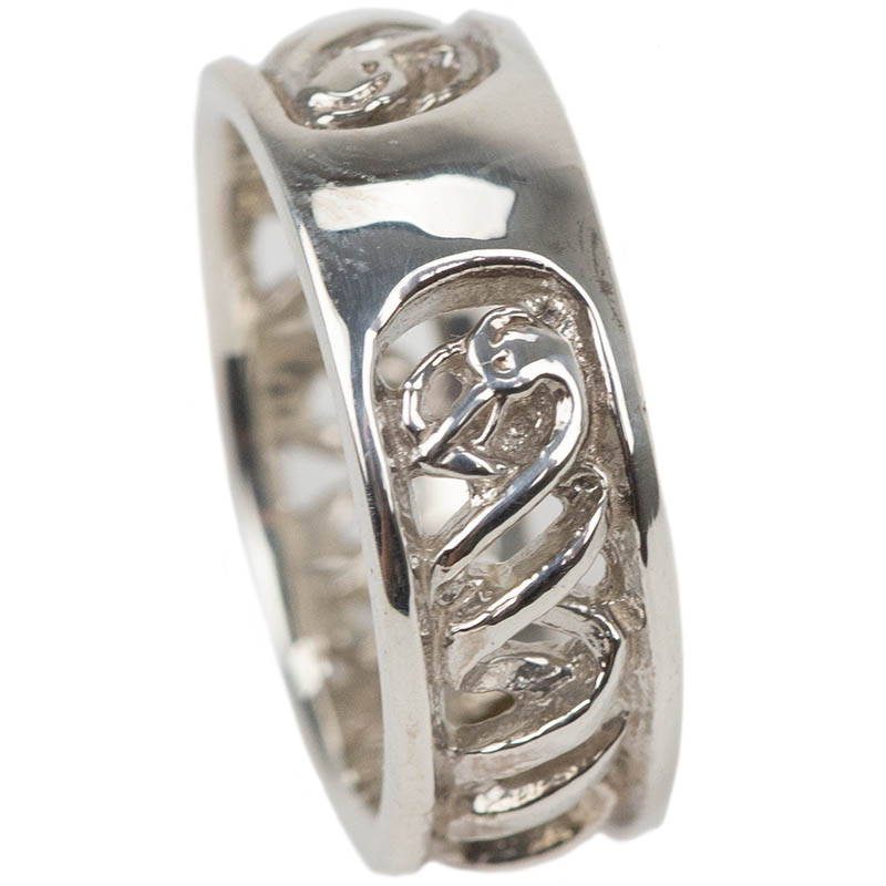 Double Helix Wedding Band, Silver, close-up view