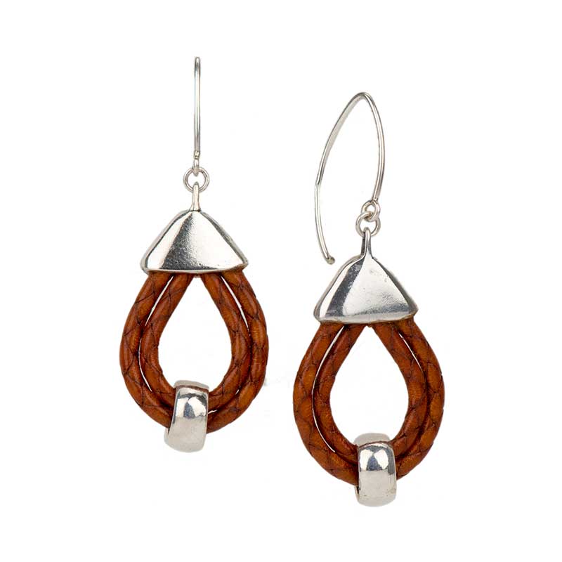 Braided shop leather earrings