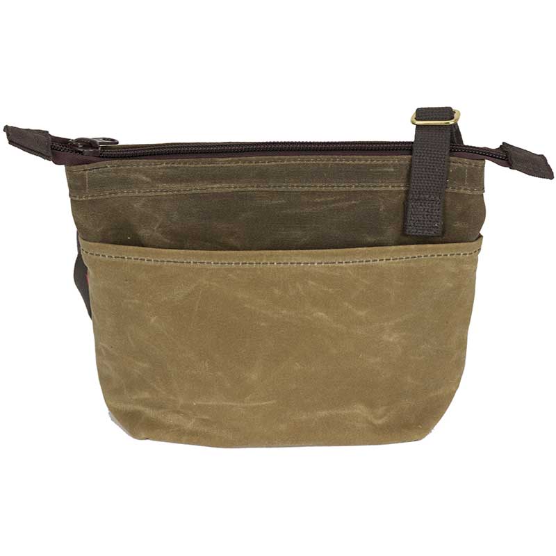 Waxed canvas fanny pack / belt bag / small messenger bag/ kangaroo bag with  leather shoulder strap