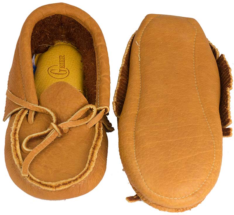 Bison leather moccasins top