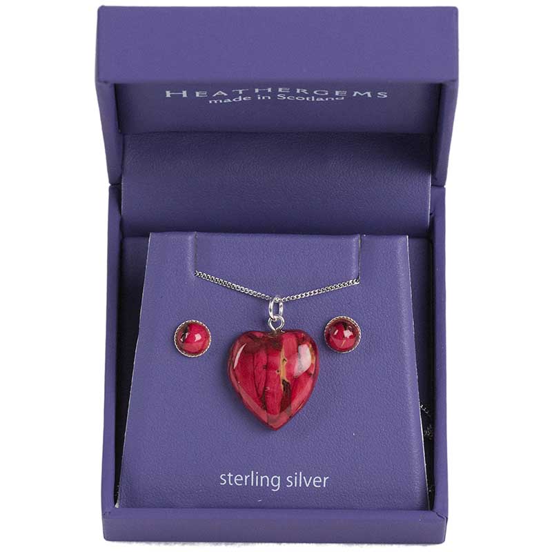 Heathergem Heart Pendant/Earring Set