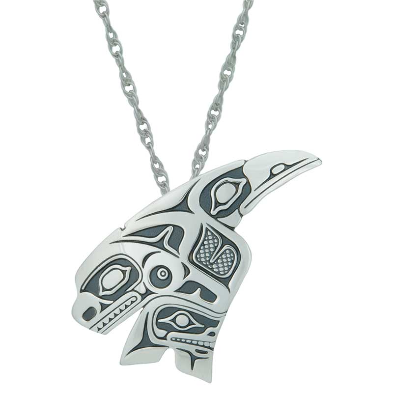 Raven Marries A Whale Pendant, Sterling silver
