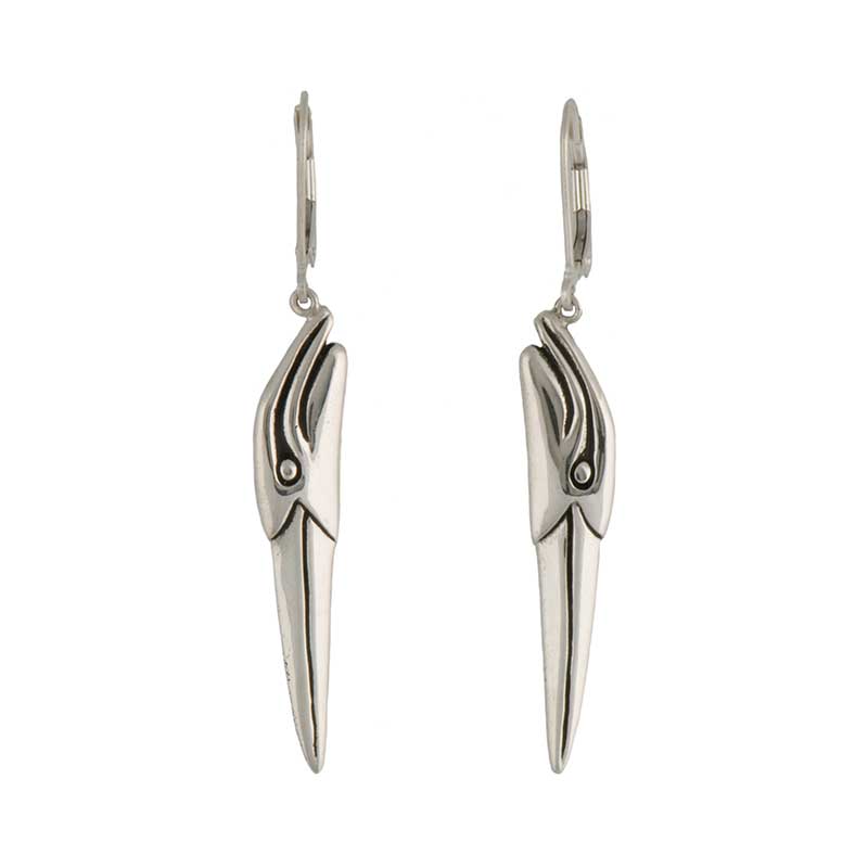 Heron Head Earrings by Paul Wagner, Sterling Silver