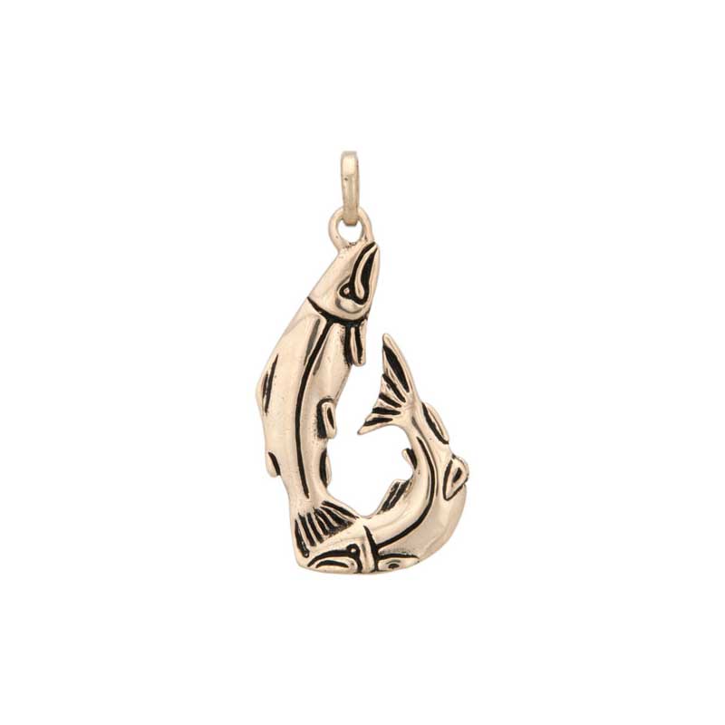 Salmon Hook Pendant, 14 kt. Gold