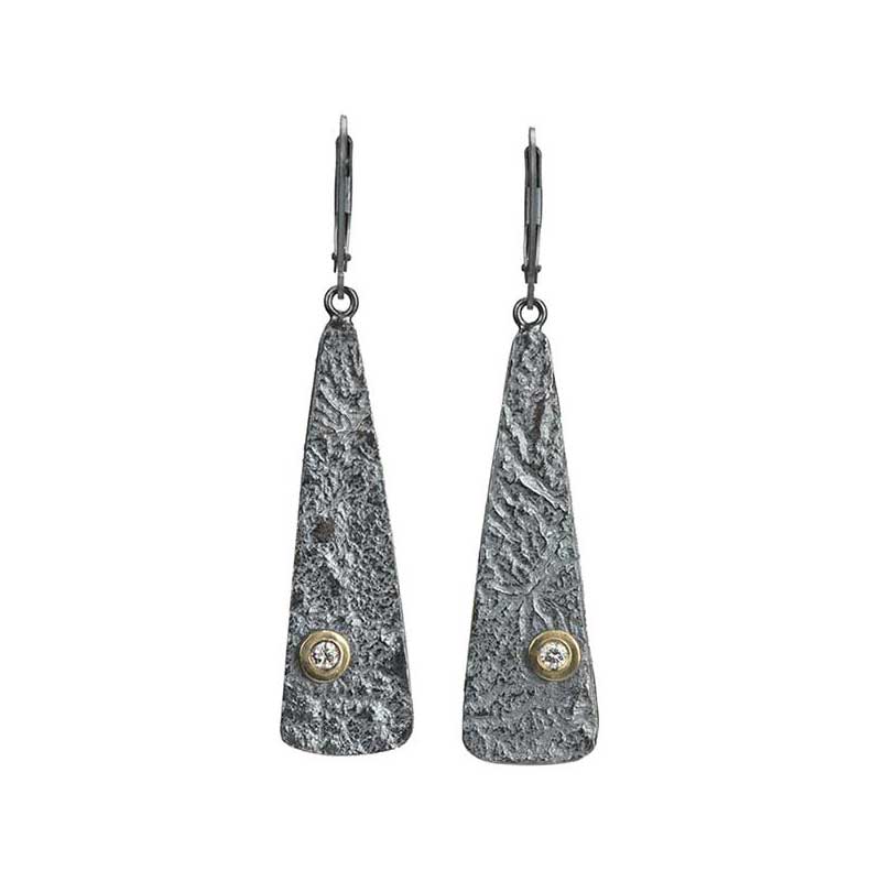 Reticulated Earrings, Oxidized