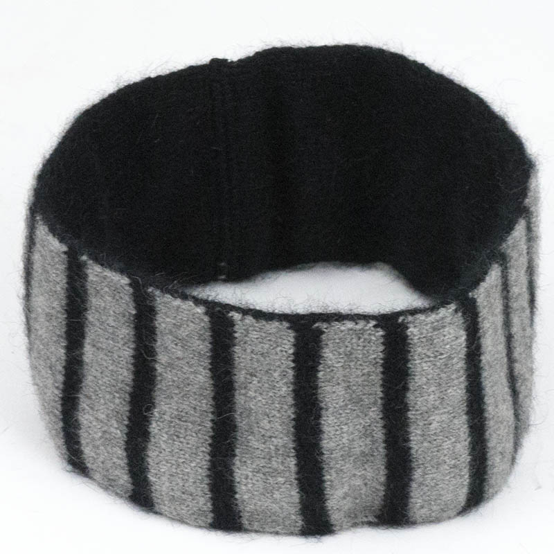 Reversible Possum Headband, Black with Silver Stripes