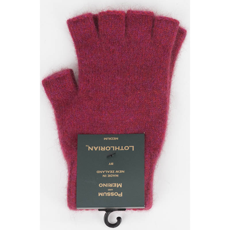 Possum Open Finger Gloves, Raspberry