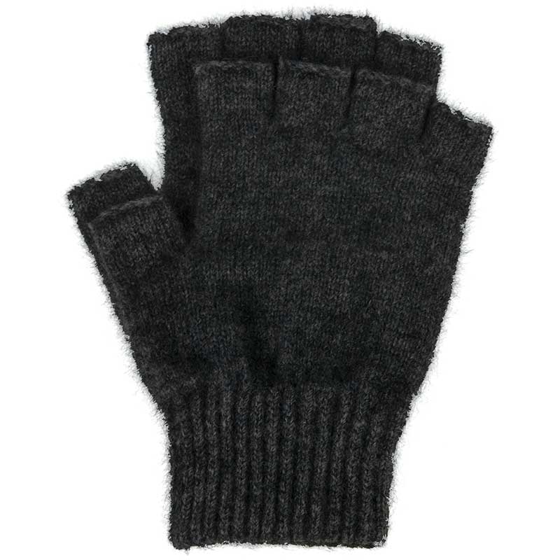 Fingerless Metal Bones Gloves Mens Size 9.5 / Black Leather / Gunmetal