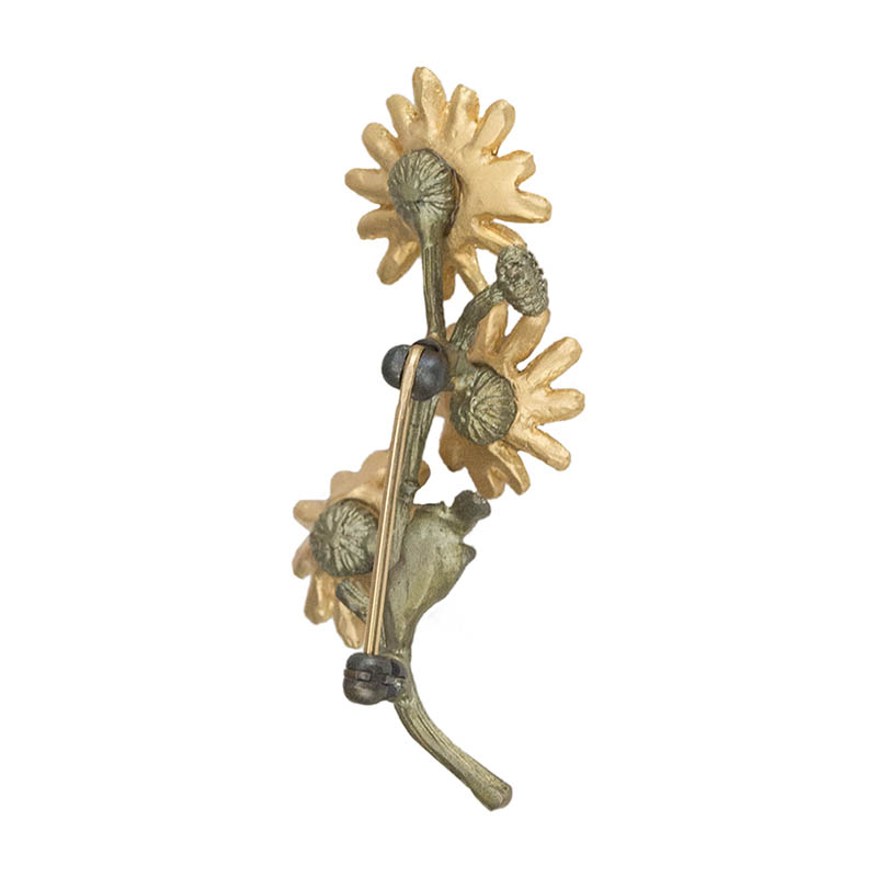 Golden Daisy Brooch, back view