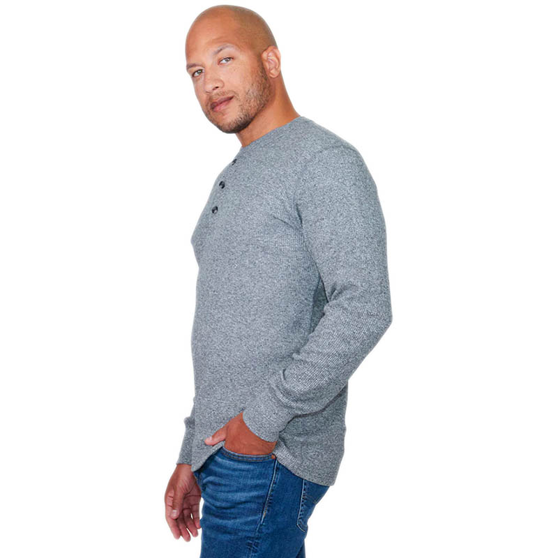 Mock Twist Waffle Henley, Gray