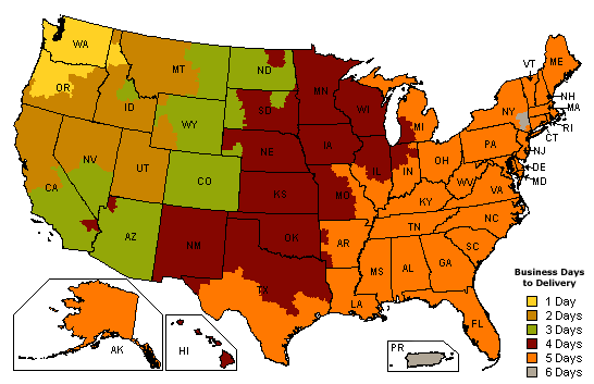 Expected Delivery Times, Standard Delivery