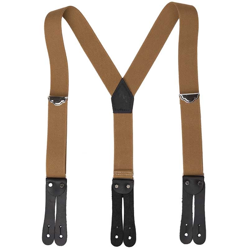 Tan Y Back Suspenders, Flat Leather Ends